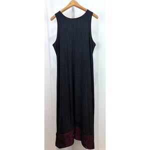 STALEY GRETZINGER  L Sleeveless Maxi Dress Embellished Hem Black Wine Red USA